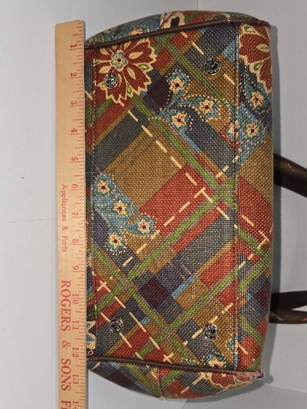 Spartina 449 Plaid Gracie Floral Shoulder Bag in Brown, Green, Blue, Red - Picture 16 of 17